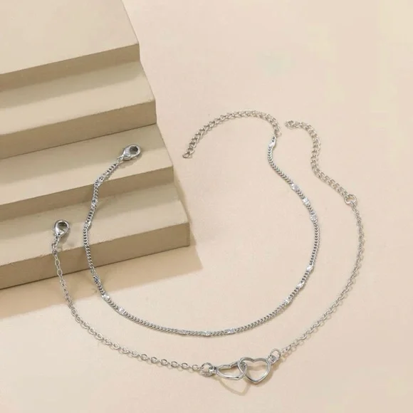 2pcs Heart Decor Bracelet Silver For Women Wedding Party - Picture 3 of 5